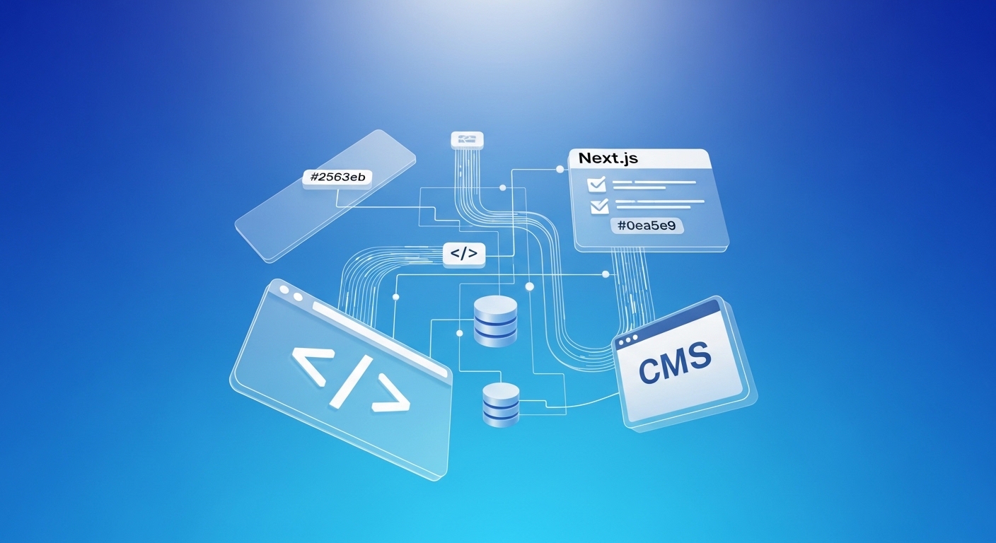 Next.js CMS Integration Dashboard showing content management interface with code preview