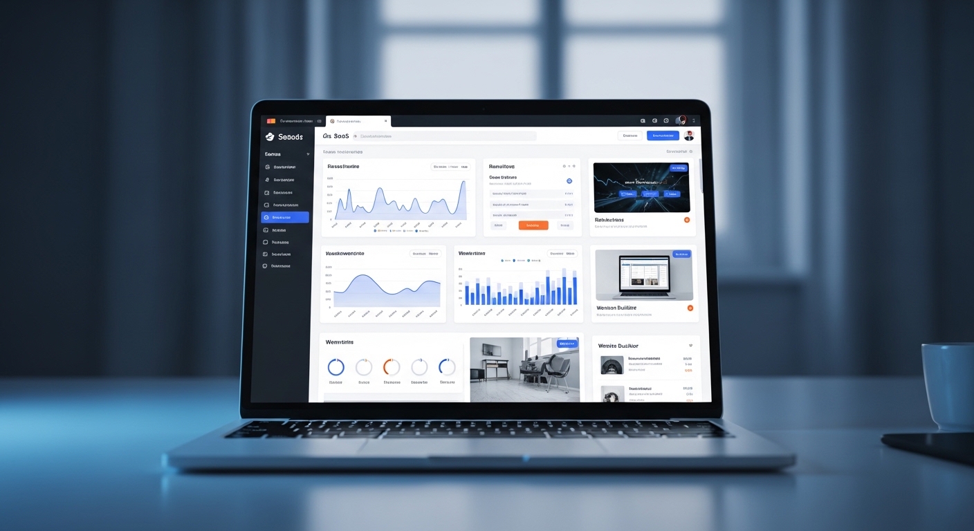 HiSite.ai SaaS dashboard showing website builder and analytics
